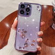 Чохол для iPhone 16 Pro, Glitter Flower, фіолетовий
