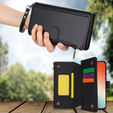 Откидной чехол для Samsung Galaxy S24, Wallet Zipper Pocket RFID, с плечевым ремнем, чёрный