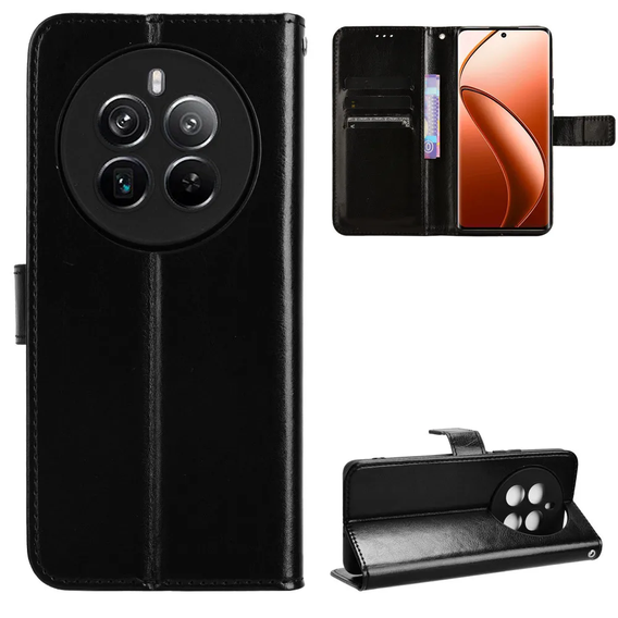 Откидной чехол для Realme 12 Pro 5G / 12 Pro+ 5G, Crazy Horse Wallet, чёрный