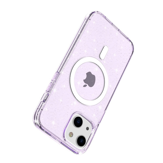 Чoхол до iPhone 14, Dropproof MagSafe Glitter, фіолетовий