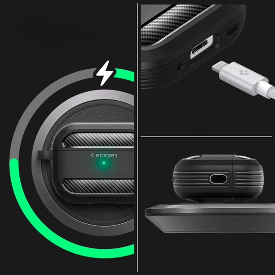 Чехол SPIGEN  до Airpods Pro 1 / 2, Rugged Armor, Matte Black