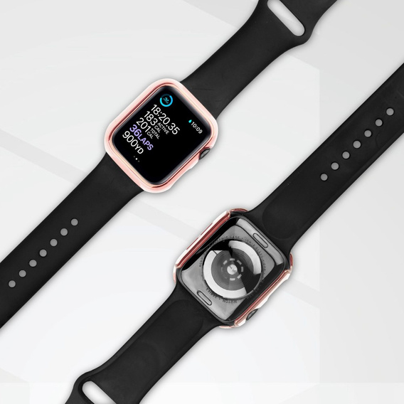 2в1 чехол и защитное стекло для часов Apple Watch 7/8 45mm - Pink / Gold