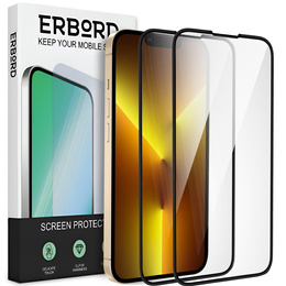2x Закаленное стекло для iPhone 13 Pro Max, ERBORD 3D на весь экран