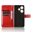 Откидной чехол для Xiaomi Poco F6, Crazy Horse Wallet, красный