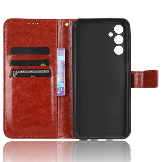 Футляр з клапаном для Samsung Galaxy M34, Crazy Horse Wallet, коричневий