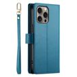 Откидной чехол для iPhone 16 Pro Max, Wallet Zipper Pocket, синий