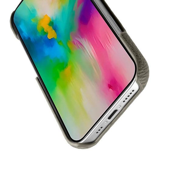 Чехол MELKCO для iPhone 16 Pro, кожаный, серый