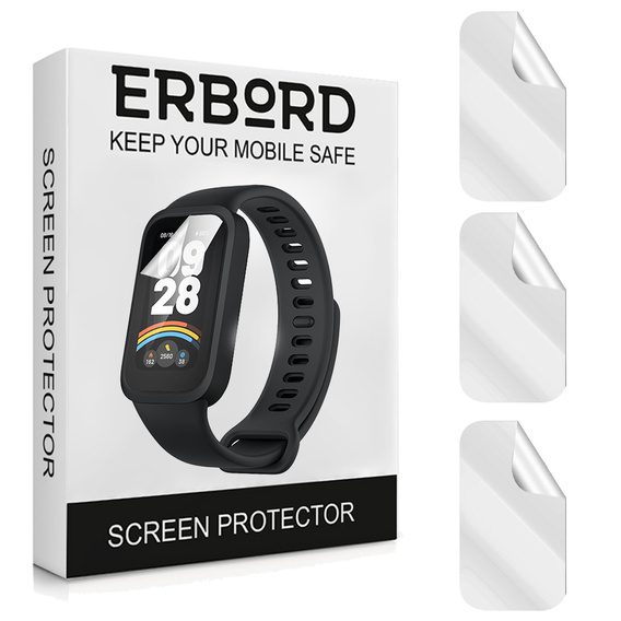 3x ERBORD Гідрогелева фольга для Xiaomi Smart Band 9 Active