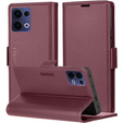 Чохол для Oppo Reno 13, ERBORD Glossy Litchi, гаманець з клапаном, червоний