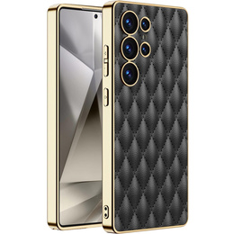 Чохол для Samsung Galaxy S25 Ultra, Leather Rhombus, чорний