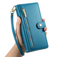 Откидной чехол для iPhone 16, Wallet Zipper Pocket, синий