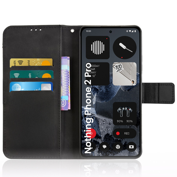 Футляр з клапаном для CMF Nothing Phone 2 Pro, Crazy Horse Wallet, чорний