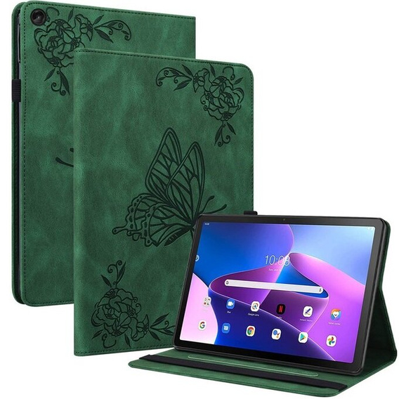 Чехол для Lenovo Tab M10 Plus 10.6 Gen 3 TB-125F TB-128F, Butterfly, зелёный