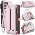 Чехол CASEME для Samsung Galaxy S25 Ultra, RFID Leather Wallet, с плечевым ремнем, розовый