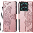 Откидной чехол для Motorola Moto G86 5G, Butterfly, розовый rose gold