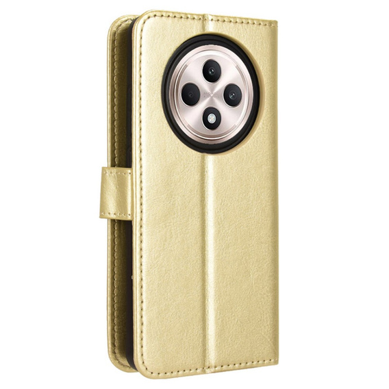 Откидной чехол для Oppo Reno 12FS / 12F, Crazy Horse Wallet, золотой