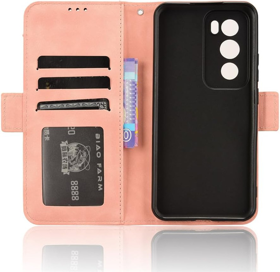 Откидной чехол для Oppo Reno 12 Pro, Card Slot, розовый