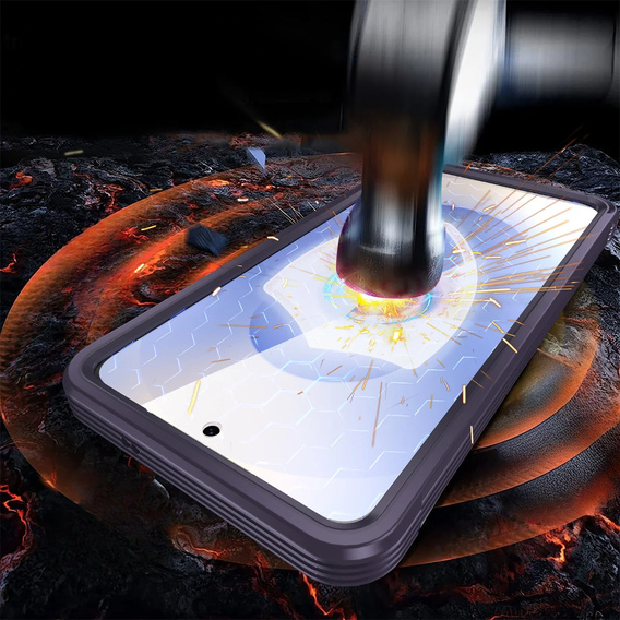 Чохол для Samsung Galaxy S25 Edge, Shockproof, зі склом, для MagSafe, фіолетовий