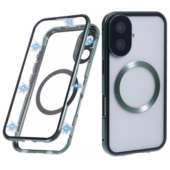 Магнітний чохол Dual Glass MagSafe для iPhone 16, зелений