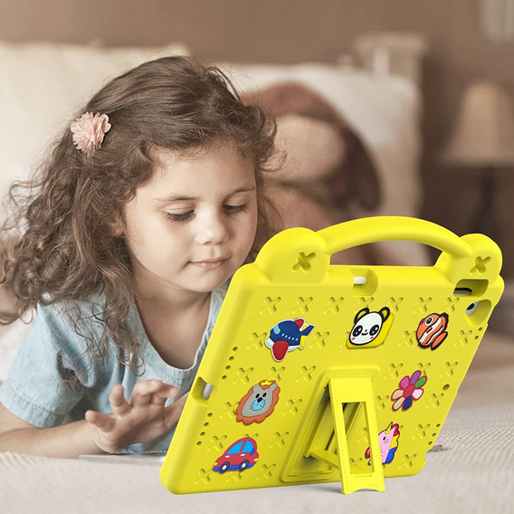 Детский чехол для iPad 10.2" 2021/2020/2019 (9/8/7 gen.) / Air 10.5" 2019 (3 gen.), Cute Patterns, с подставкой, жёлтый