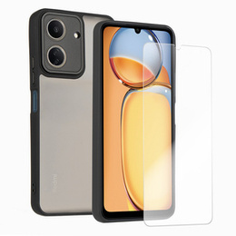 Чехол до Xiaomi Redmi 13C / Poco C65, Fusion Hybrid, прозрачный / черный + 9H стекло