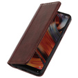 Флип-кейс для Xiaomi Poco F6, Split Leather, коричневый