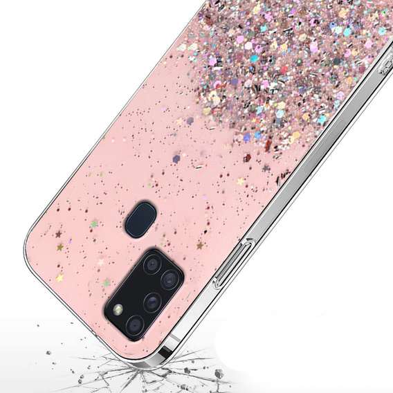 Чoхол до Samsung Galaxy A21S, Glittery, рожевий