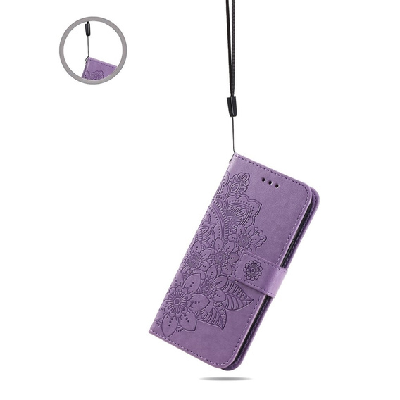 Откидной чехол для Xiaomi Redmi Note 12 5G / POCO X5 5G, Mandala Flower, фиолетовый