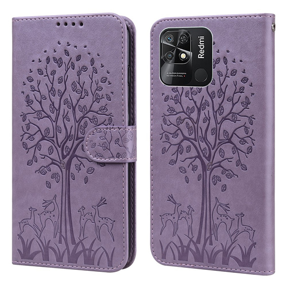 Чехол Wallet до Xiaomi Redmi 10C, Deer Tree, Purple