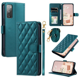 Чохол-сумка для Samsung Galaxy S20 FE, Rhombus Crossbody Leather, темно-зелений