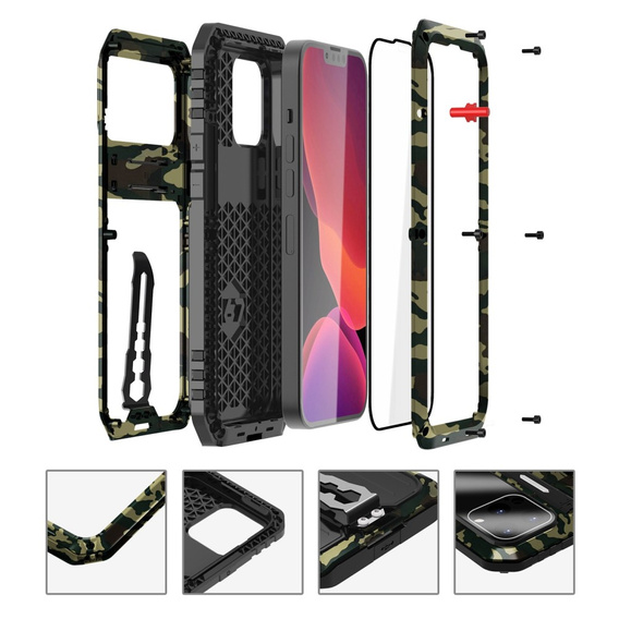 Бронированный чехол для iPhone 14 Pro, Metal Hybrid, камуфляж