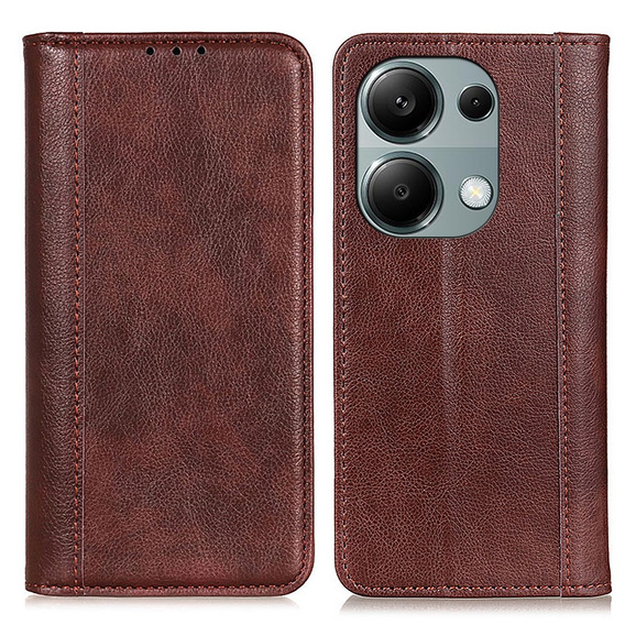 Чoхол до Xiaomi Redmi Note 13 Pro 4G / Xiaomi Redmi Note 14S / Xiaomi Poco M6 Pro 4G, Wallet Litchi Leather, коричневий