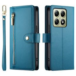 Откидной чехол для Xiaomi 14T, Wallet Zipper Pocket, синий
