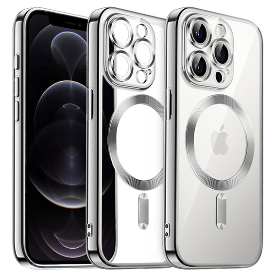 Чохол для iPhone 12 Pro, Electro MagSafe, сріблястий + Скло на екран