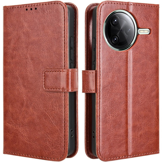 Футляр з клапаном для Xiaomi Poco F7 Pro, Crazy Horse Wallet, коричневий
