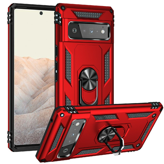 Бронированный Чехол до Google Pixel 6 Pro, Nox Case Ring, красный