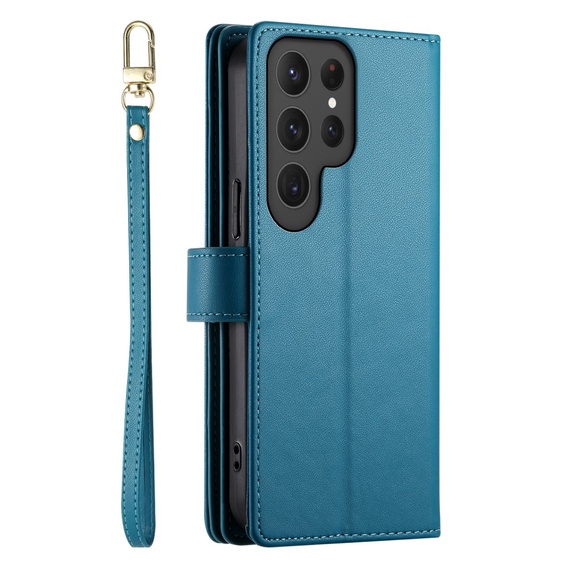 Откидной чехол для Samsung Galaxy S25 Ultra, Wallet Zipper Pocket, синий