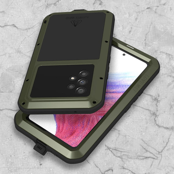 Чехол Love Mei до Samsung Galaxy A53 5G, armored with glass, зелёный