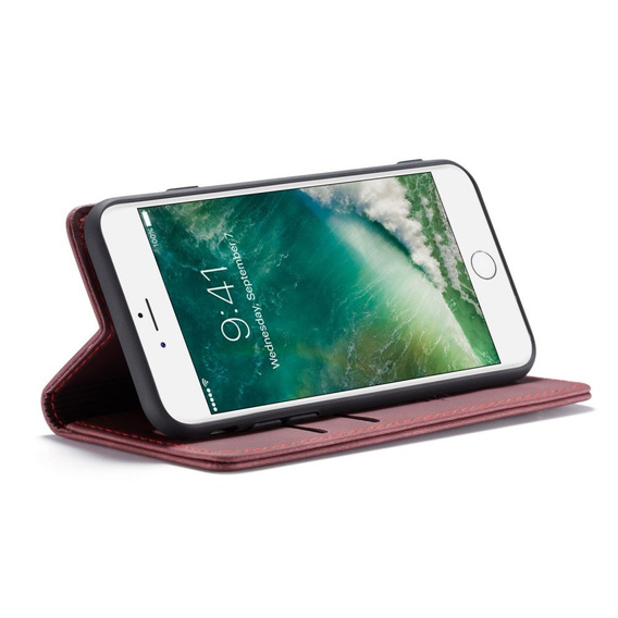 Чехол CASEME для iPhone 7/8/SE 2020/SE 2022, Leather Wallet Case, бордовый