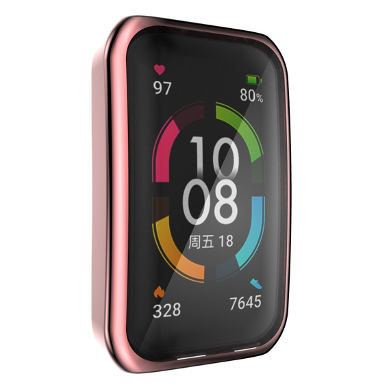 Чохол 2в1 із захистом екрану дял годинника  Huawei Band 6/7, Pink