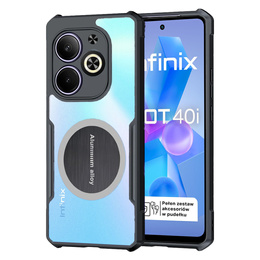 Чохол для Infinix Hot 40i, з магнітною пластиною, прозорий / чорний