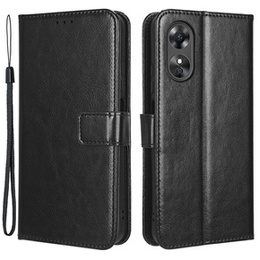 Футляр з клапаном для Oppo A17, Crazy Horse Wallet, чорний