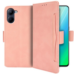 Футляр з клапаном для Realme C33, Card Slot, рожевий