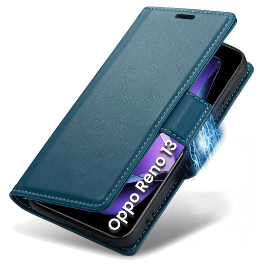 Чохол для Oppo Reno 13, ERBORD Glossy Litchi, гаманець з клапаном, м'яти