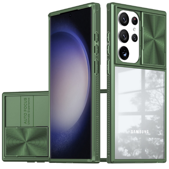 Чехол до Samsung Galaxy S23 Ultra, Slide Camera, зелёный