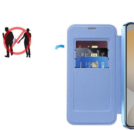Откидной чехол для Samsung Galaxy S25 FE, RFID Wallet MagSafe CamShield, синий