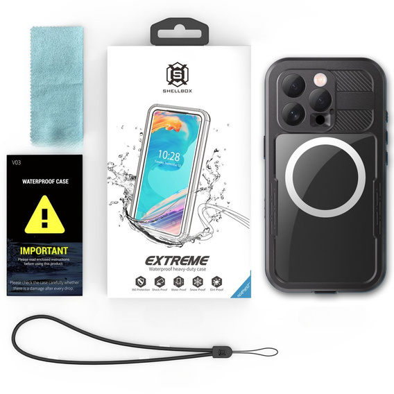 Водонепроникний чохол IP68 для iPhone 16 Pro, SHELLBOX MagSafe, чорний