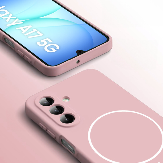 Силиконовый чехол для Samsung Galaxy A17 5G, для MagSafe, розовый