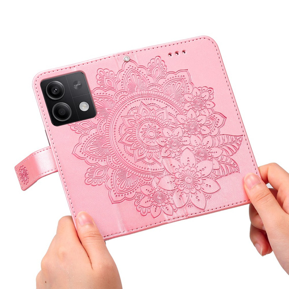 Откидной чехол для Xiaomi Redmi Note 13 5G, Mandala, розовый rose gold