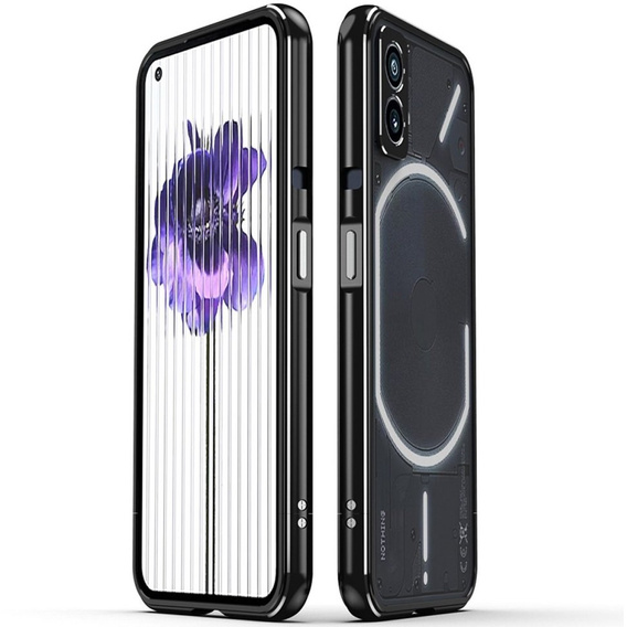Чехол для Nothing Phone (2), Armor Bumper, с крышкой объектива, чёрный / серебряный